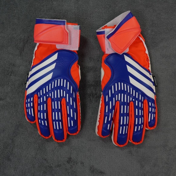 adidas Predator Match Goalkeeper Gloves Blue Orange Fingersave  Junior SIZE 6 - Picture 1 of 7